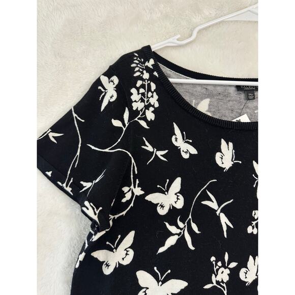 NWT Talbots Black Butterfly Dragonfly Knit Top 1XP 1X P Ruffle - Picture 3 of 7
